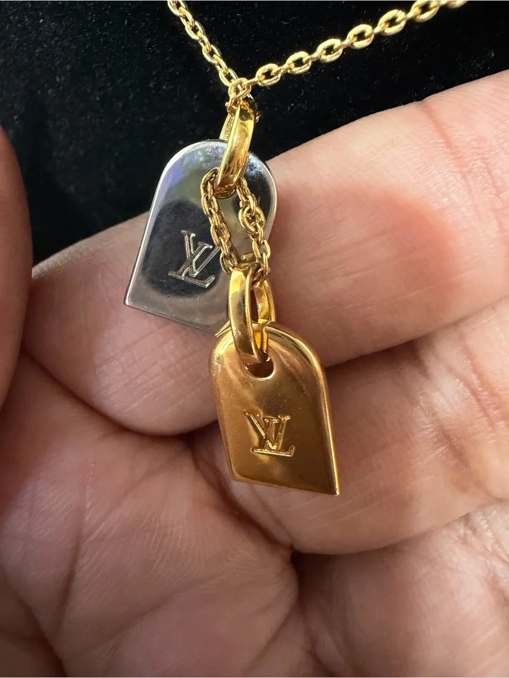 Louis Vuitton Two-Tone Nanogram Necklace-EXCELLENT CONDITION